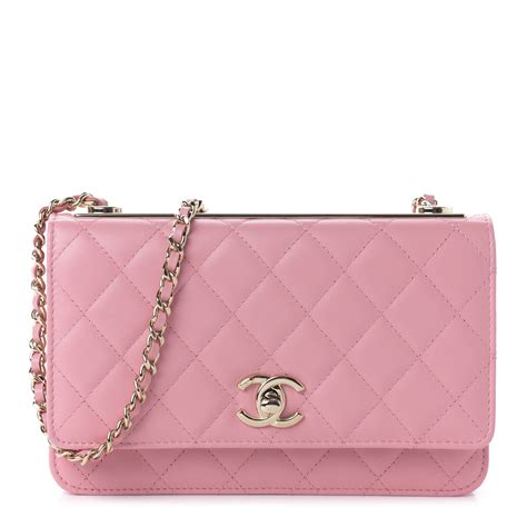 chanel cc lambskin quilted pochette chain